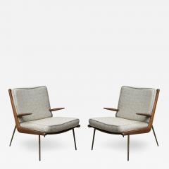 1950s Danish Boomerang Arm Chairs by Peter Hvidt Orla Molgaard Nielsen Pair - 2759592