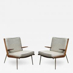 1950s Danish Boomerang Arm Chairs by Peter Hvidt Orla Molgaard Nielsen Pair - 2759592