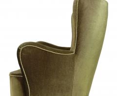 1950s Danish High Back Lounge Chair in Original Green Mohair - 4542694