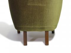 1950s Danish High Back Lounge Chair in Original Green Mohair - 4542697