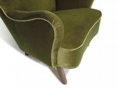 1950s Danish High Back Lounge Chair in Original Green Mohair - 4542700