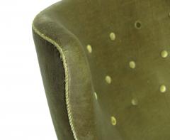 1950s Danish High Back Lounge Chair in Original Green Mohair - 4542701
