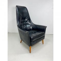 1950s Danish Leather High Back Lounge Chair - 2967901