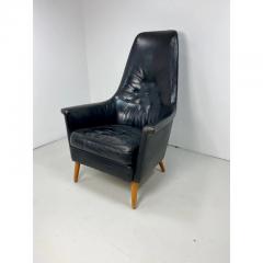 1950s Danish Leather High Back Lounge Chair - 2967902