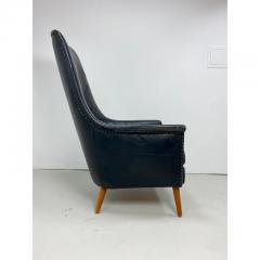 1950s Danish Leather High Back Lounge Chair - 2967903