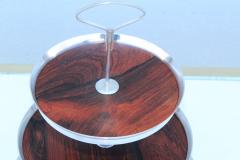1950s Danish Silver Plate And Rosewood 3 Tier Cake Stand - 956970