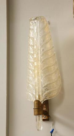 1950s Elegant Vintage Barovier Gold Incrusted Murano Glass Feather Wall Sconces - 2272450