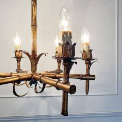 1950s FRENCH FAUX BAMBOO GILT CHANDELIER - 3030665