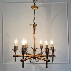 1950s FRENCH FAUX BAMBOO GILT CHANDELIER - 3030667