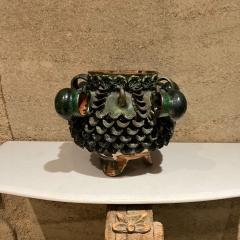 1950s Fabulous Design Green Pineapple Pina Pottery Jar Cups Handmade Mexico - 2783507