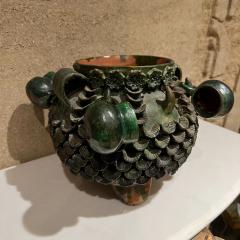1950s Fabulous Design Green Pineapple Pina Pottery Jar Cups Handmade Mexico - 2783508
