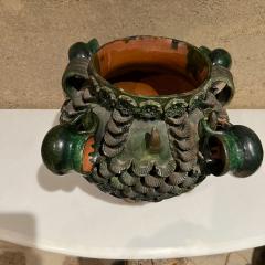 1950s Fabulous Design Green Pineapple Pina Pottery Jar Cups Handmade Mexico - 2783509