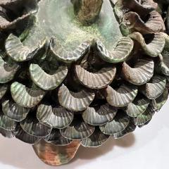 1950s Fabulous Design Green Pineapple Pina Pottery Jar Cups Handmade Mexico - 2783512