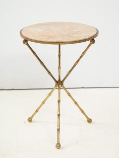 1950s Faux Bamboo Solid Brass Tripod Side Table - 1528465