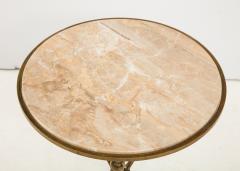 1950's Vintage Solid Brass & Marble Faux Bamboo Side Table