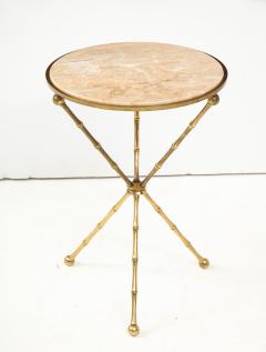 1950s Faux Bamboo Solid Brass Tripod Side Table - 1528473