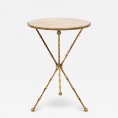 1950s Faux Bamboo Solid Brass Tripod Side Table - 1528760