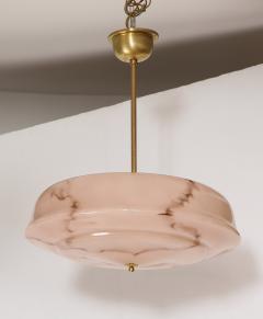 1950s French Brass And Pink Glass Pendant - 3430893