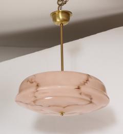 1950s French Brass And Pink Glass Pendant - 3430894