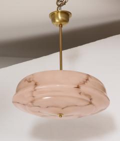 1950s French Brass And Pink Glass Pendant - 3430897