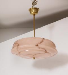 1950s French Brass And Pink Glass Pendant - 3430899