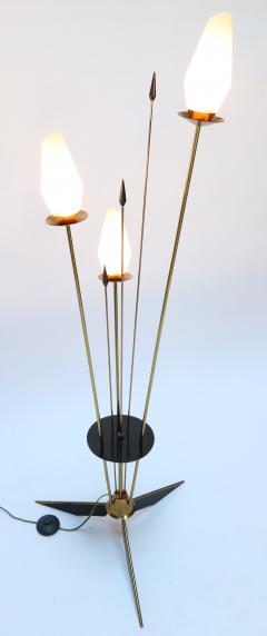 1950s French Brass and Black Metal Floor Lamp - 286174