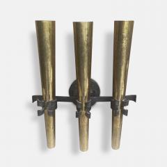 1950s French Brass and Wrought Iron Torchi re Wall Sconce - 3004713