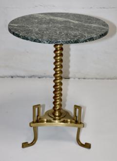 1950s French Greek Key Bronze Side Table With Marble Top - 3449731