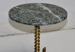1950s French Greek Key Bronze Side Table With Marble Top - 3449733