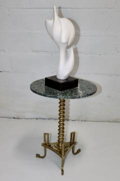 1950s French Greek Key Bronze Side Table With Marble Top - 3449736