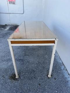1950s French Modernist 3 Drawer Sleek Oak and Metal Frame Desk - 4620075