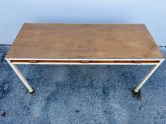 1950s French Modernist 3 Drawer Sleek Oak and Metal Frame Desk - 4620081