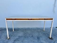 1950s French Modernist 3 Drawer Sleek Oak and Metal Frame Desk - 4620092