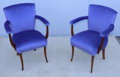1950s French Walnut Side Chairs With Mohair Upholstery - 3605603