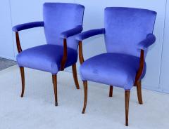 1950s French Walnut Side Chairs With Mohair Upholstery - 3605608