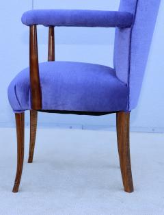 1950s French Walnut Side Chairs With Mohair Upholstery - 3605614