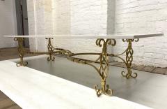 1950s French Wrought Iron Gold Coffee Table with Quartz Top - 1309918