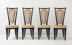 1950s High Back Italian Black Lacquer Dining Chairs Set Of 8 - 3933371