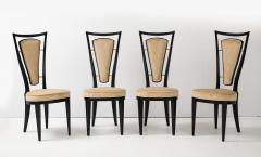 1950s High Back Italian Black Lacquer Dining Chairs Set Of 8 - 3933375