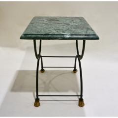 1950s Italian Antique Rustic Gold Black Iron Green Marble Gueridon Sofa Table - 1863516