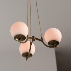 1950s Italian Brass Pendant Lamp with Opaline Glass Spheres - 4409549