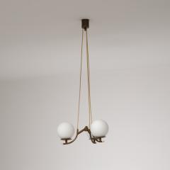 1950s Italian Brass Pendant Lamp with Opaline Glass Spheres - 4409551