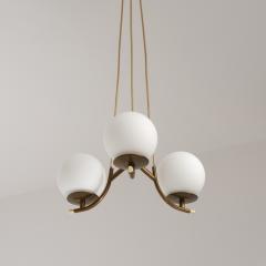 1950s Italian Brass Pendant Lamp with Opaline Glass Spheres - 4409556