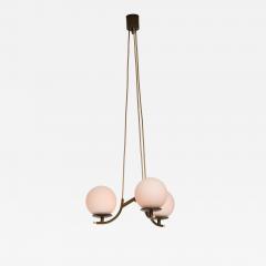1950s Italian Brass Pendant Lamp with Opaline Glass Spheres - 4412771