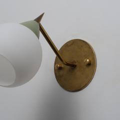 1950s Italian Brass and Opaline Glass Sconces with Light Green Details - 4536600