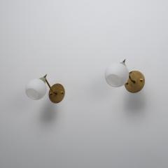 1950s Italian Brass and Opaline Glass Sconces with Light Green Details - 4536601