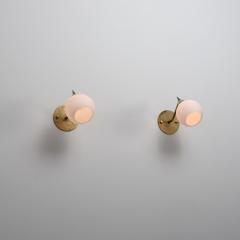 1950s Italian Brass and Opaline Glass Sconces with Light Green Details - 4536609