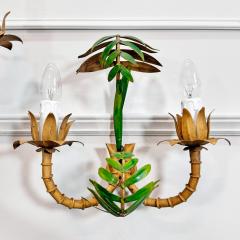 1950s Italian Faux Bamboo Palm Wall Lights - 3719924