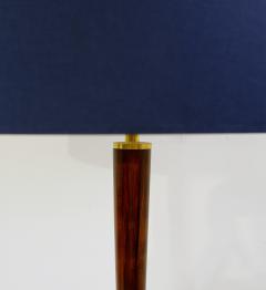 1950s Italian Mid Century Modern Blue Floor Lamp in Wood and Brass - 2386418