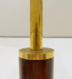 1950s Italian Mid Century Modern Blue Floor Lamp in Wood and Brass - 2386419